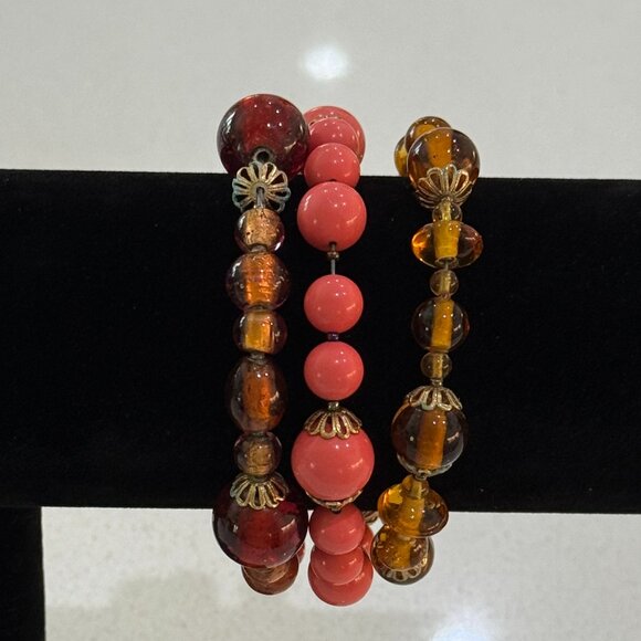 Retro Vintage Memory Wire Bead Bracelet - Picture 2 of 5